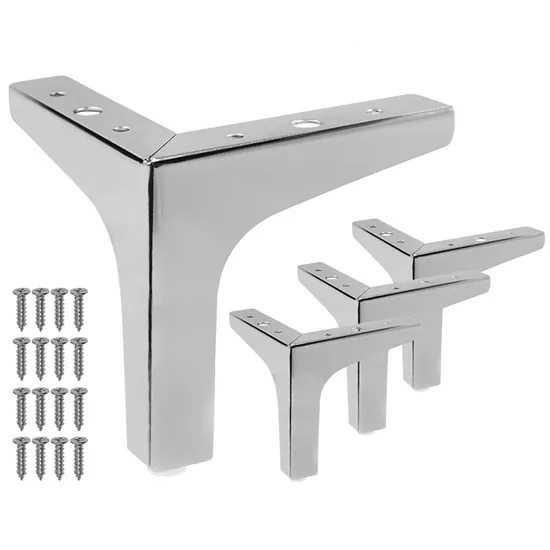 Patas de sofá cónicas modernas de acero cromado/dorado: soporte de lujo para sofás y camas de mediados de siglo