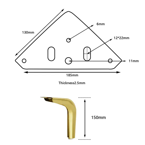 Patas de sofá modernas de acero cromado y dorado, mejoras decorativas para soportes y gabinetes de TV de mediados de siglo