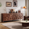 Aparador moderno de madera maciza de nogal - 4 puertas, 2 cajones y estantes ajustables para sala de estar | Almacenamiento de lujo
