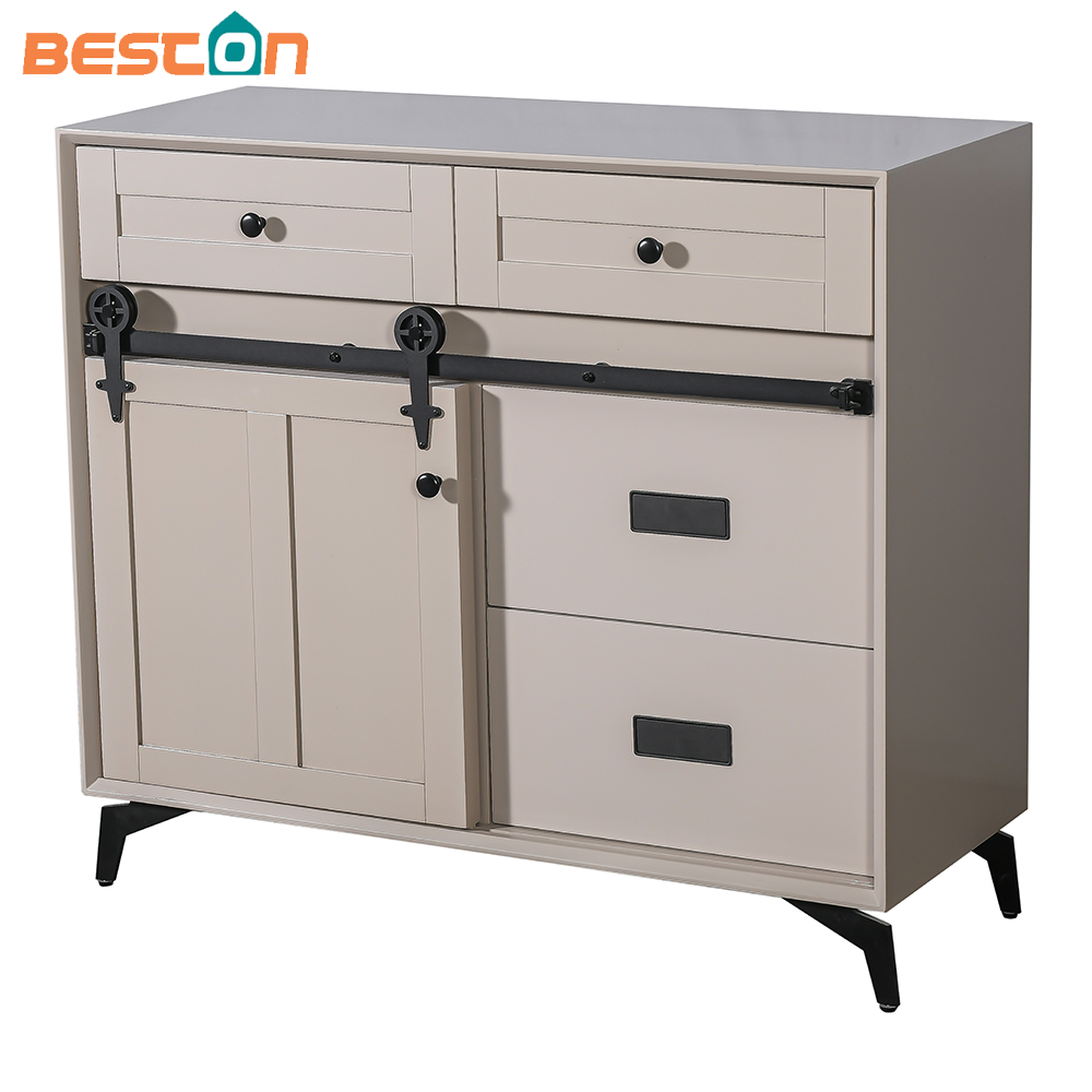 Gabinete buffet rústico de madera maciza con puerta corrediza de granero para comedor/cocina