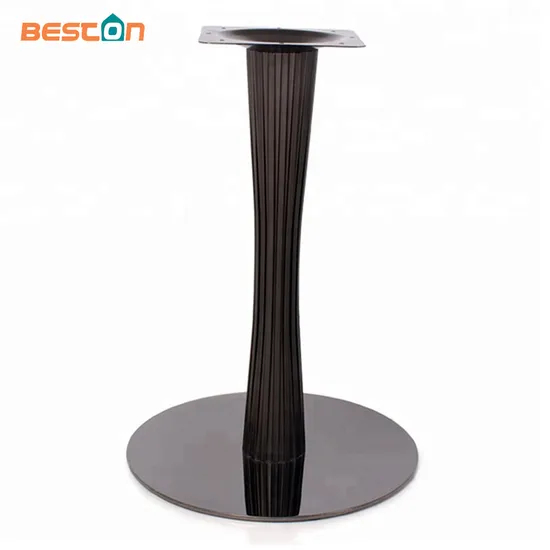 Base de mesa redonda de metal, pata de mesa de acero inoxidable, color negro titanio, precio al por mayor