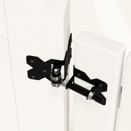 Bisagras de puerta de jardín de metal resistente, color negro, para puertas de valla de vinilo, resistentes al óxido
