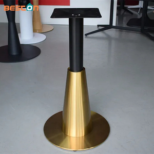 Elegante mesa de restaurante comercial con base de mesa de acero inoxidable con oro para ventas