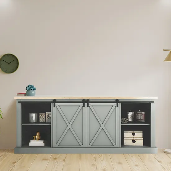Herrajes para puertas corredizas de bolsillo y mini granero: gabinetes con soporte para TV, ruedas silenciosas, fácil instalación