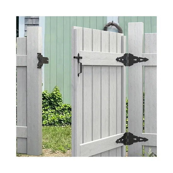 Kit de pestillo y bisagra de puerta de acero de metal negro resistente OEM - Personalizado para cercas de madera