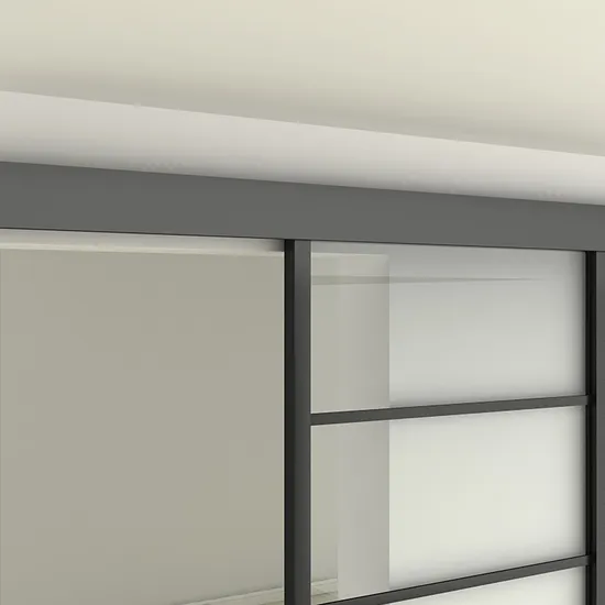 Puertas corredizas de vidrio de acero al carbono de vidrio metálico con herrajes
