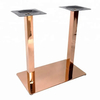 Base de mesa con patas de muebles de metal construido en oro rosa con base rectangular