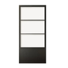 Puerta de vidrio con marco de acero interior con placa protectora, sistema de puerta corrediza al por mayor