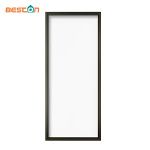 Panel de puerta de vidrio con marco de metal negro con inserto de vidrio transparente
