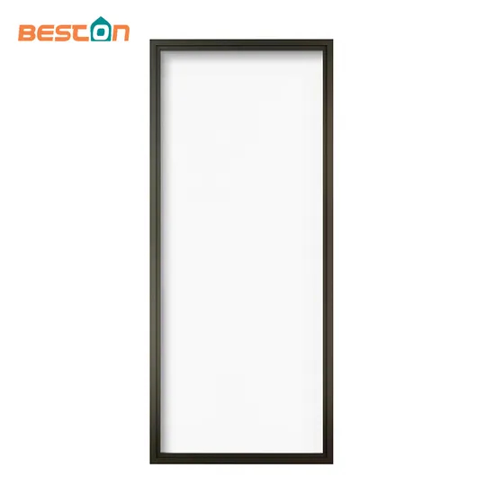 Panel de puerta de vidrio con marco de metal negro con inserto de vidrio transparente