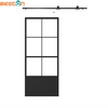 Sistema de puerta corrediza de metal con puerta de vidrio y marco de acero corredizo derribado interior