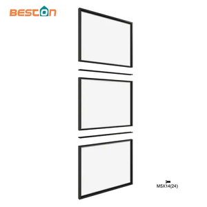 Puerta tipo granero de vidrio Three Lites para cocina o dormitorio con herrajes corredizos