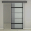 Puerta de vidrio batiente con marco de acero negro con bisagras para uso interior