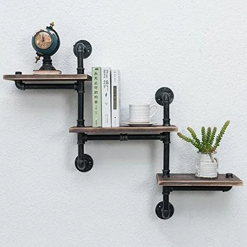 Soporte de estante de tubo de latón industrial negro decorativo industrial resistente rústico