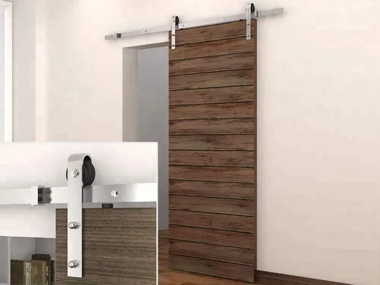 Riel para puerta corrediza de granero SS304 de 6 pies de granja rústica - Perchas con rodamientos de bolas para un diseño interior atemporal