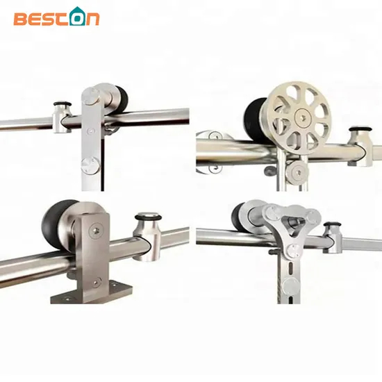 Moderno kit de herrajes para puertas corredizas de granero selladas con caucho de acero inoxidable 304: elegante y duradero
