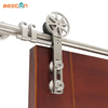 Herrajes industriales para puertas corredizas de granero de acero inoxidable cepillado de 5 pies: elegantes y duraderos para puertas de madera