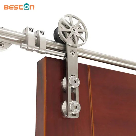 Herrajes industriales para puertas corredizas de granero de acero inoxidable cepillado de 5 pies: elegantes y duraderos para puertas de madera