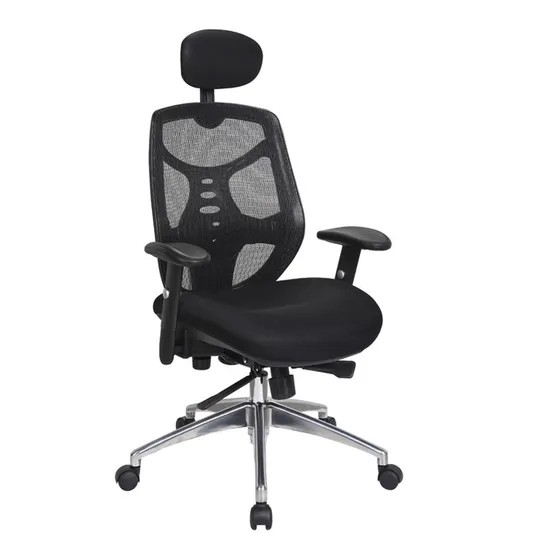 Escriba una silla de oficina de tela negra de modelos clásicos de buena calidad