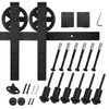 Kit de herrajes para puerta corredera de granero industrial rústico de 6.6 pies | Ruedas POM y de acero al carbono de 250 libras | para puertas de madera/metal y uso comercial/doméstico
