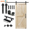 Kit de herrajes para puerta corrediza de granero premium de 5 pies | Guía de piso y colgadores de ruedas industriales para puertas de 80 pulgadas