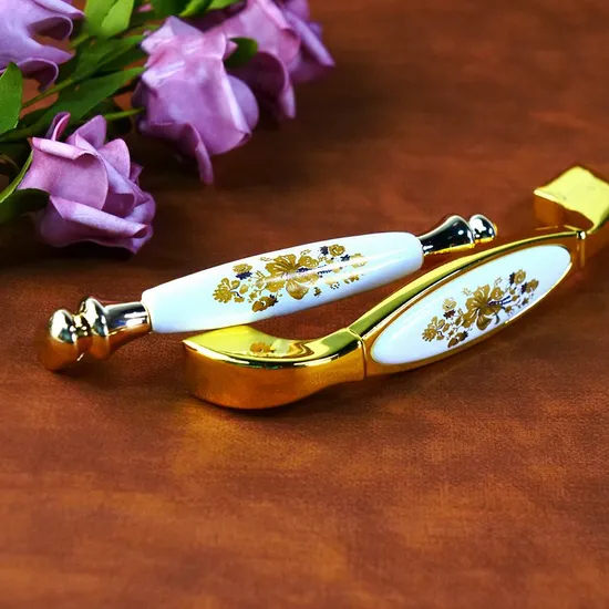 Hardware de lujo para muebles, armario de aleación de zinc, cajonera de cocina, manija de armario de cerámica