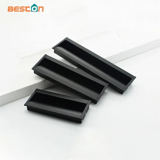 Tiradores empotrados para armarios, tiradores de aluminio para dormitorio, cocina, color negro mate