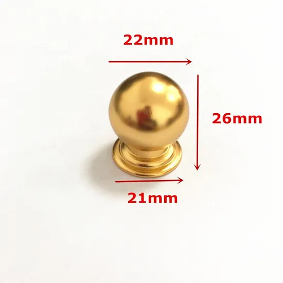 Perilla de dedo con bola cuadrada hueca de acero inoxidable dorado y latón