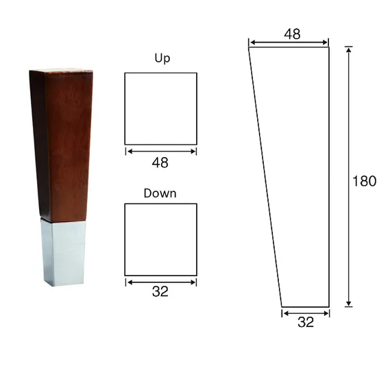 Patas de muebles de madera torneadas y moldeadas de 18 cm para camas y sofás con copas de metal para patas - Piezas de repuesto para bricolaje
