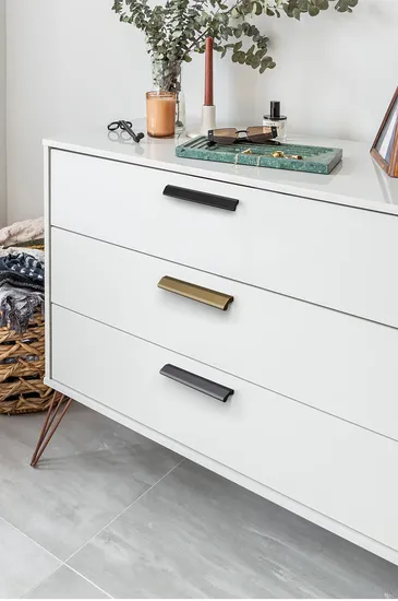 Accesorios para muebles de aluminio, tiradores para cajones de guardarropa, tirador negro mate para armario de cocina