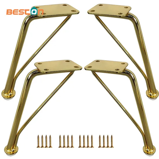 Patas modernas para muebles doradas de 6' (paquete de 4): mejoras elegantes para gabinetes, tocadores y muebles de sala
