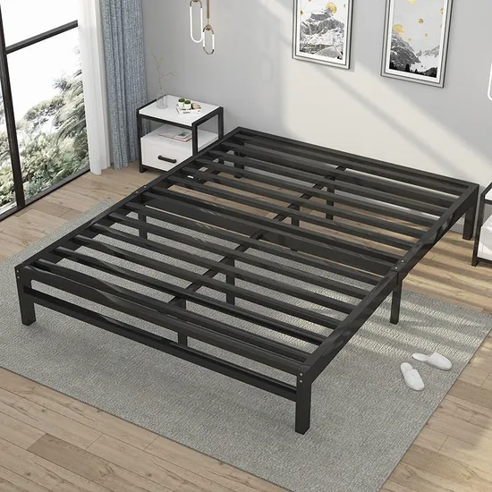 Cama tamaño queen de la asamblea de la base de la plataforma del metal del hogar del hotel de la fundación del listón de acero