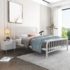 Cabecero y pie de cama vintage con plataforma King Size, marco de listones de acero de primera calidad