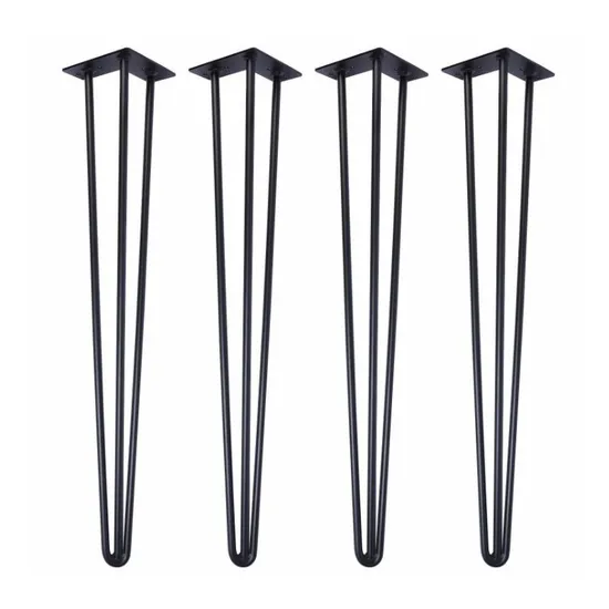 Patas de horquilla de acero inoxidable cepillado de alta resistencia (juego de 4) - Moderno de mediados de siglo para mesas de café y comedor con orificios preperforados y protectores de piso