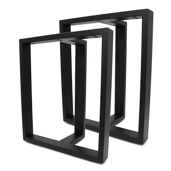 Patas de mesa en forma de L de acero de venta caliente, patas de mesa de comedor de café negras