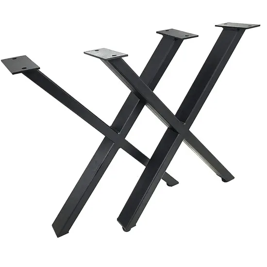 Caballetes en forma de X Patas de mesa de centro de comedor de metal Patas de muebles de oficina Banco de madera de hierro fundido Patas de marco negro antioxidantes para exteriores para mesa de consola Pies de parques DIY