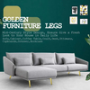Patas de silla de metal dorado/negro cónicas de lujo modernas de 16': mejoras elegantes para gabinetes y bancos de mediados de siglo