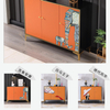 Gabinete lateral naranja moderno de lujo ligero italiano - Almacenamiento con estantes para sala de estar y porche