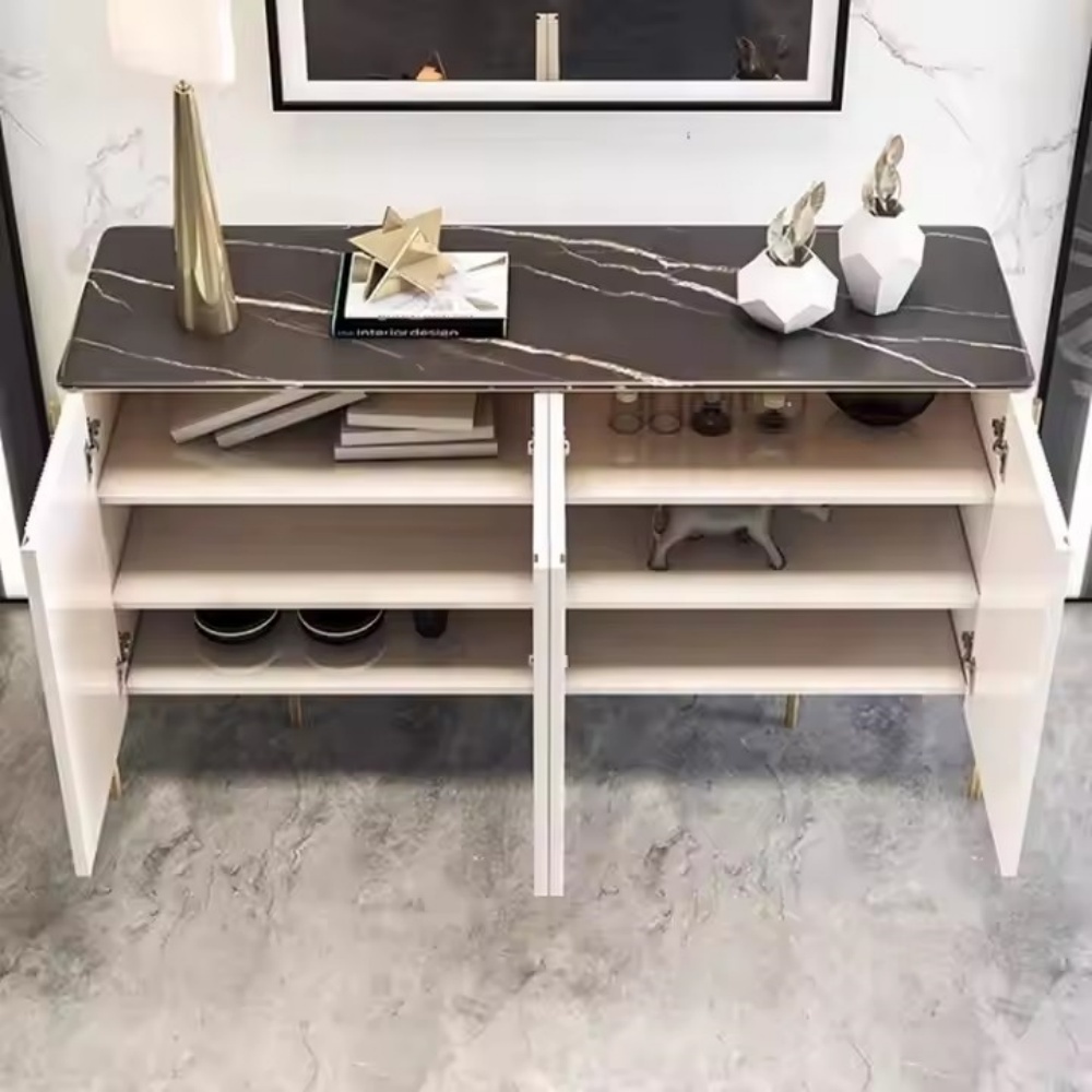 Aparador buffet blanco de lujo con luz nórdica para salón y comedor