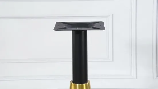 Elegante mesa de restaurante comercial con base de mesa de acero inoxidable con oro para ventas