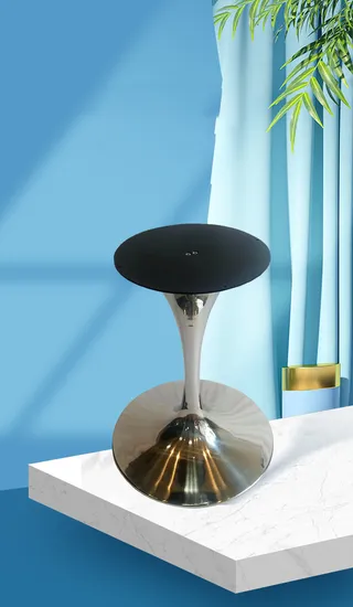 Base de mesa de restaurante Tulip de acero inoxidable pulido moderno para tapas de vidrio