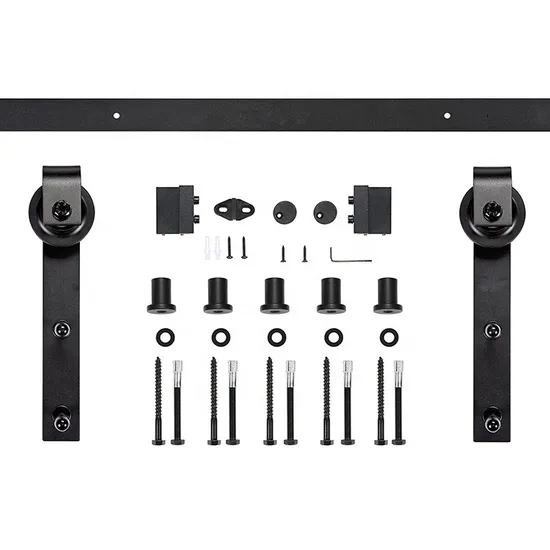 Herrajes para rieles para puertas corredizas de granero retráctiles y cierre suave industrial, ajustables para puertas interiores, kit resistente