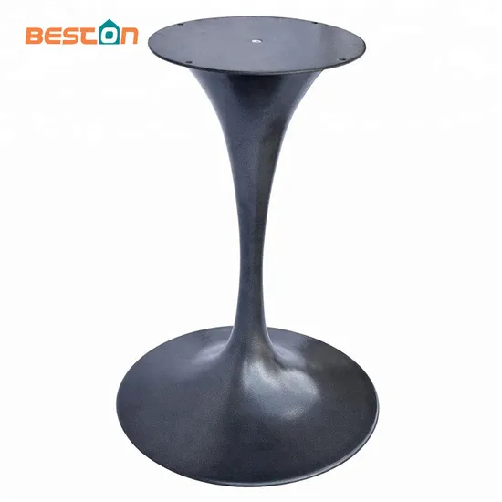 Patas de mesa de tulipán de hierro recubiertas de polvo de metal negro personalizadas para uso en interiores