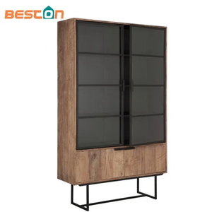 Puerta con marco de metal negro con vidrio para gabinete, diseño de elemento de armario, muebles de roble, perfil de aluminio alto rústico para armario, puertas dobles de rebote con bisagras