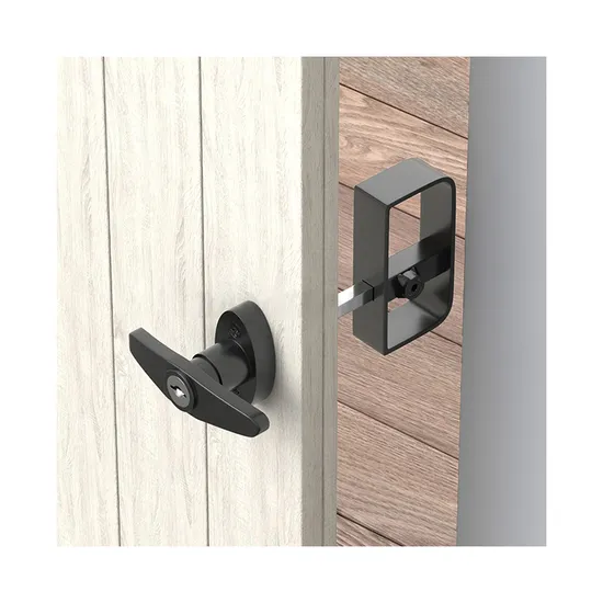 Kit de pestillo para puerta de cobertizo con manija en T y 2 llaves y tornillos, vástago de 5-1/2 pulgadas para granero, casa de juegos y gallinero