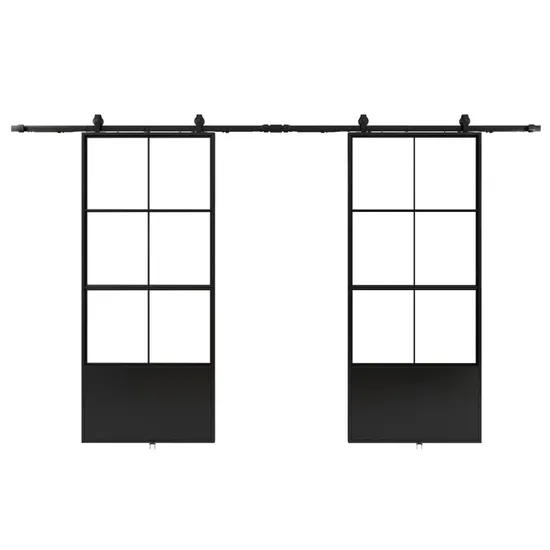Puertas de vidrio con marco metálico de doble patada Helder 210X100 mm con herrajes para puertas de granero