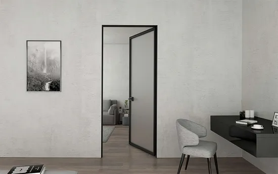 Casa comercial Alu-Framed puerta batiente con bisagras con vidrio esmerilado