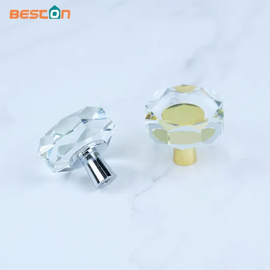Manija irregular de cristal natural, manijas de tirador de palanca de puerta de cristal con forma de rodajas