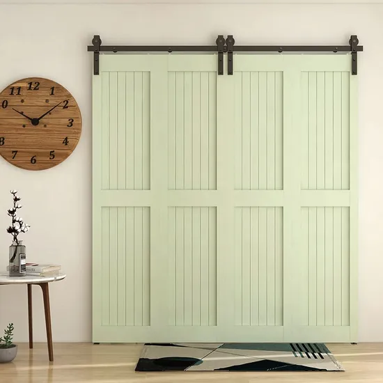 Kit de puerta de granero corrediza plegable y plegable de 6.6 pies: acero resistente, rodillos silenciosos, fácil instalación para armarios
