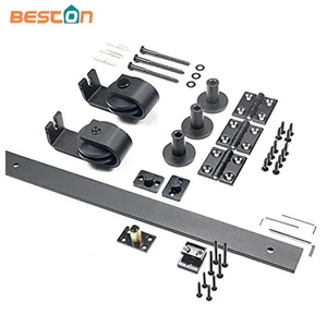 Kit de rodillos para puerta de granero plegable, de 4 puertas, de montaje superior, color negro, de alta resistencia